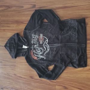 Harley Davidson Zip Hoodie Sweatshirt size S Black/Gray